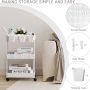 danpinera Storage Cart on Wheels, 3 Tier Slim Laundry Cart with Wheels Bathroom Cart Organizer with Hanging Cups Hooks Dividers Handle Mobile Rolling Art Cart for Bathroom Kitchen Narrow Places, White - Image 2
