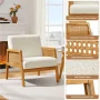 Renwick Fabric Upholstered Accent Chair with Rattan Sides,Ivory - Image 4