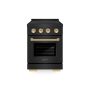 ZLINE - 24 in. Wide 3 Elements Autograph 3.2 cu. ft. Paramount Freestanding Induction Range in Black Steel with Gold Accents - Black Stainless Steel - Image 1