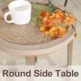 FairyHaus End Tables Living Room, Small Side Tables Living Room Bedroom for Small Spaces, Rattan Round End Table with Wood Legs 15.7in - Image 3