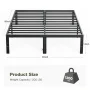 edx Queen Platform Bed Frame with Ample Storage Space, Sturdy Steel Slat Support, Heavy-Duty Construction, 14-Inch Height, No Box Spring Required - Image 4