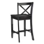 Linon Torino 24" Cross-Back Indoor Wood Counter Stool, Black - Image 4
