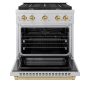 ZLINE - 30 in. Wide 4 Burner 4.2 cu. ft.  Autograph Paramount Dual Fuel Freestanding Satin Steel Range with Bronze Accents - Stainless Steel - Image 2