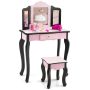Kid Vanity Set with Tri-Folding Mirror and Leopard Print - Image 6