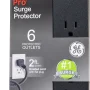 GE Pro 15-Amp Grounded 6-Outlet Surge Protector with 2 ft. Braided Extension Cord, Black - Image 2