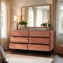 The Urban Port 58 in. x 17 in. Spacious Brown and Black 6-Drawer Chest Dresser with Metal Base - Image 1