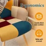 TEWLOSS Patchwork Accent Chairs Set of 2 Living Room Chairs, Boho Blue - Image 3