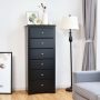 6 Drawers Chest Dresser Clothes Storage Bedroom Furniture Cabinet - Black - Image 2