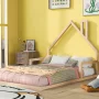 Euroco Full Size Wood Floor Bed for Kids Room, Natural - Image 3