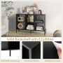 Black 6-Cube Storage Bookcase 3-Tier Wooden Open Bookshelf with 5 Metal Legs - Image 5