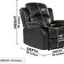 Divano Roma Furniture REC01-BLACK Furniture Bonded Leather Recliner Chair - Overstuffed, Black - Image 2