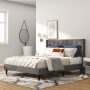 Full/Queen Size Upholstered Platform Bed with Button Tufted Headboard - Image 1