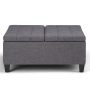 Harrison 36 inch Wide Transitional Coffee Table Storage Ottoman in Slate Grey Linen Look Fabric - Image 6