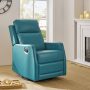 Coral Classic Teal Faux Leather Swivel Recliner with Metal Base - Image 4