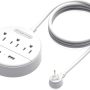 10 ft Long Extension Cord, NTONPOWER Travel Power Strip Flat Plug, 3 Outlet 2 USB Desktop Charging Station Wall Mount for Home Office, Dorm Room and Cruise Ship, White - Image 6
