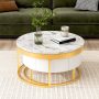 Harper & Bright Designs Round Gold Nesting Coffee Table Set of 2 with Storage Drawers - Image 5