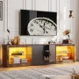 Bestier TV Stand for TVs up to 75" with Storage Cabinet, Gmaing Entertainment Center Media Console with LED Lights for Living Room, Rustic - Image 6