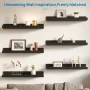 Sindcom 16inch Floating Shelves for Wall, Wall Shelves for Decor Storage, Wall Mounted Wood Shelves for Bedroom, Living Room, Bathroom, Kitchen, Picture Ledge Shelves, 5 Pack, Black - Image 4