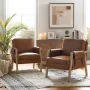 Arhiana Faux Leather Armchair with Solid Wood Legs - Image 3