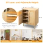 Ktaxon 4 Tiers  Shoe Storage  Cabinet for  Hallway, 2-Door 16 Pairs Rattan Shoe Rack Organizer w/ Adjustable Shelves, Natural - Image 2