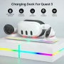 VR Charging Dock for Meta Quest 3, Fast Charging Station with Colorful RGB Light for Oculus Quest 3, Magnetic Charging Stand for VR Headset and Touch Controllers with 2 Rechargeable Batteries, White - Image 5