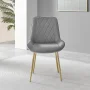 Simsbury Velvet Modern Upholstered Quilt Stitched Tapered Metal Leg Luxury Dining Chairs - Image 2