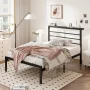 Allewie King Size Metal Platform Bed Frame with Black Shelf Headboard & Storage, Adult - Image 1