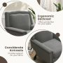 Mid-century Modern Armchair Linen Fabric Upholstered Accent Chair with Cushion - Image 6