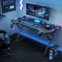 HLDIRECT 47 inch Gaming Desk with LED, Ergonomic Game Table, Computer Desk for Adults, Black - Image 6