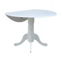 42" Round Solid Wood Dual Drop Leaf Pedestal Table in White - Image 4