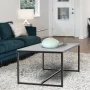 Modern Marble and Metal Frame Open Rectangle Coffee Accent Table Living Room End Table - Black - Image 5