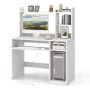 Home Office Computer Desk with Bookcase Keyboard Tray and CPU Stand - Image 3