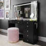 Brielle Makeup Vanity with Adjustable LED Mirror, Bluetooth Speakers, and Charging Station in White | Premium Boahaus Vanity - Image 6