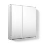 Double Door 25 in. W x 26 in. H x 5 in. D Aluminum Cabinet with Square Mirrored Door in Silver - Image 1