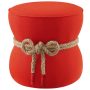 Beat Atomic Red Nautical Rope Upholstered Fabric Ottoman - Image 1
