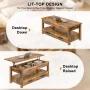 GUNAITO Lift Top Coffee Table with 2 Drawers,Wooden Convertible Coffee Table with Storage for Living Room,Center Table,Brown,42" - Image 6