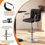 Bar Stools Adjustable Counter Stool Bar Chairs Swivel Barstool Set of 2 Black - Image 4