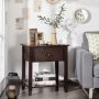 Dark Brown Nightstand with Drawer and Storage Shelf for Bedroom - Image 5