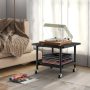 Under Desk Printer Stand with Storage Shelf and Lockable Wheels - Black - Image 5