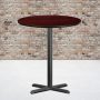 36 in. Round Black and Mahogany Laminate Table Top with 30 in. x 30 in. Bar Height Table Base - Image 5