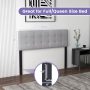 Gray Linen Upholstered Headboard with Solid Rubber Wood Legs - Image 4