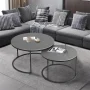 Modern Nesting Round Grey Marble Top Coffee Table Set Sintered Stone Table Metal Legs Home Furniture - Image 3