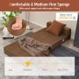 Brown Tri-fold Folding Sleeper Sofa Bed for Living Room Bedroom - Image 5