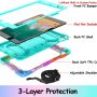 LTROP iPad 6th Generation Case,iPad 5th Generation Case,iPad 9.7 Case,iPad Air 2 Case for Kids,Shockproof Case with Pencil Holder/360 Rotating Stand/Hand Strap for iPad 2018/2017 9.7 inch, Aqua Teal - Image 1
