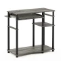 Furinno ABBOTT Wood Computer Desk with Bookshelf in French Oak Gray/Black - Image 6