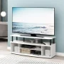Furinno JAYA Large Entertainment Center Hold up to 55-IN TV, White/Black - Image 1