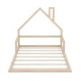 Euroco Full Size Wood Floor Bed for Kids Room, Natural - Image 4