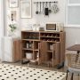 Home Wine Bar Cabinet with 3 Doors and Adjustable Shelves - Image 2