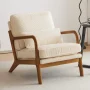 Lemley Mid Century Solid Wood Accent Chair Upholstered Armchair with an Extra Pillow - Image 3