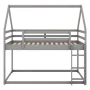 Euroco Twin over Twin House Bed, Low Bunk Bed for Kid Teens Room, Gray - Image 5